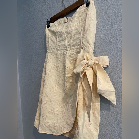 NWT Storia Floral Splotched Daisy Embossed Print Strapless Corset Mini Dress - Picture 8 of 13